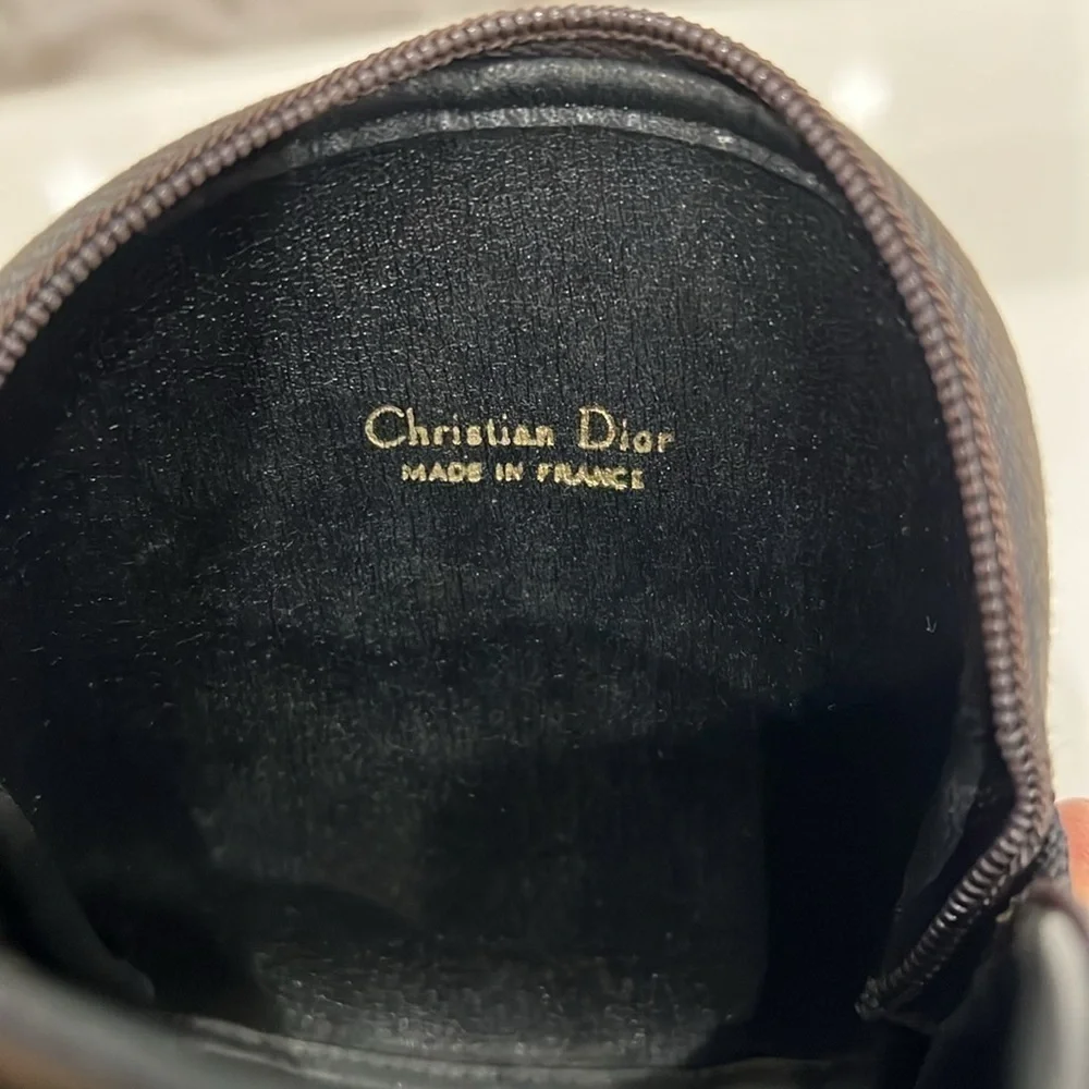 Christian Dior Charcoal Gray Small Zip Around Pouch Wallet